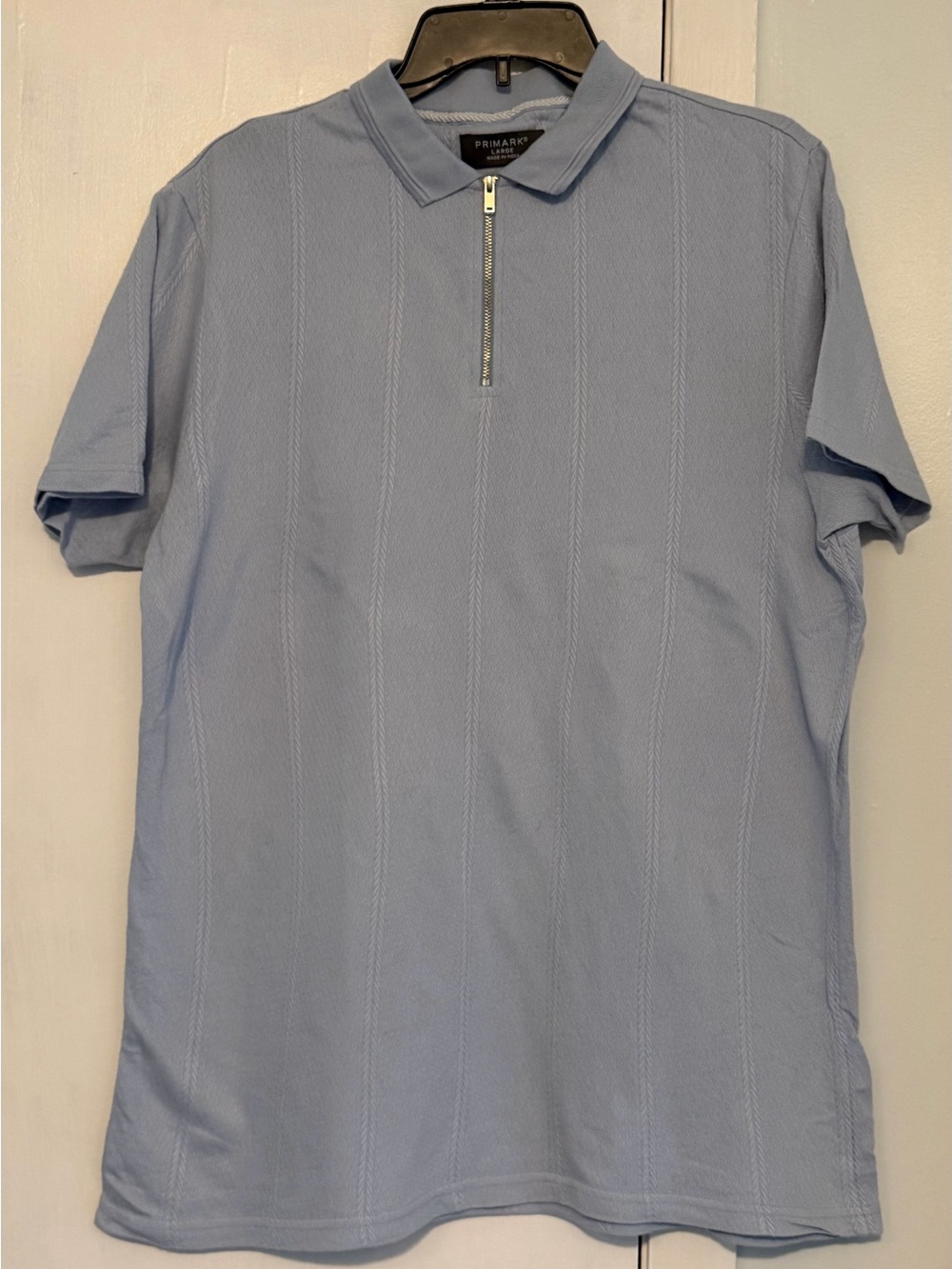 Primark Light Blue Short-Sleeve Zip Polo